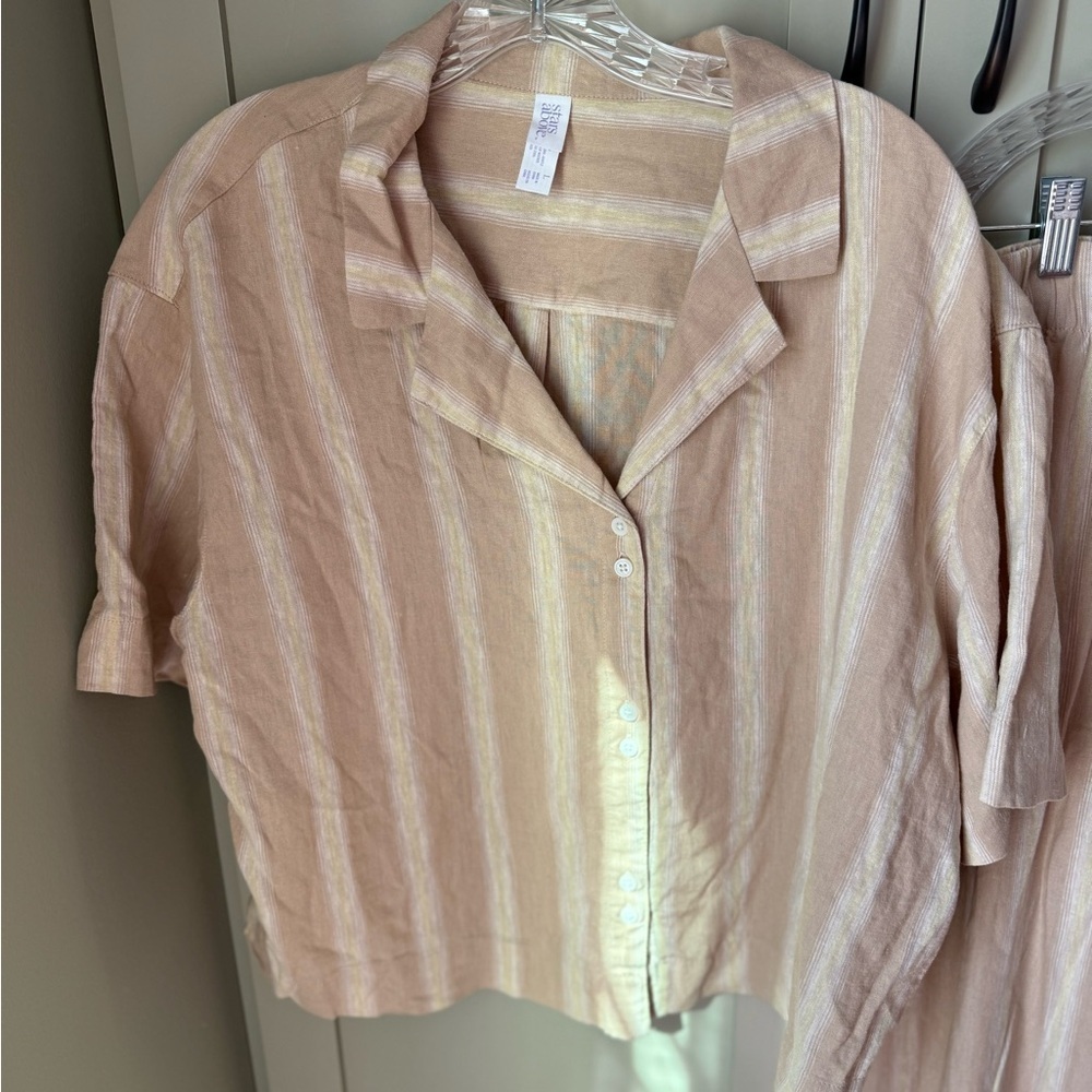 NWT Stars Above Matching Striped Top & Wide Cropped Pants (SZ L Top, XL Pants) - Picture 3 of 16
